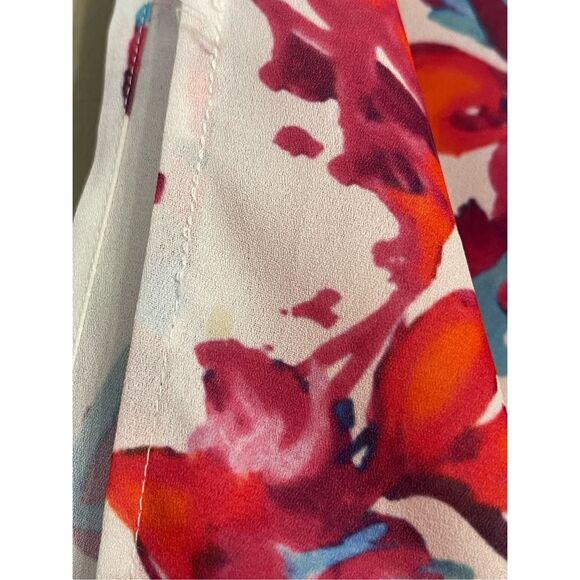 Devlin Womens White Pink Floral Cold Shoulder Off the Shoulder Blouse Medium - Picture 6 of 14